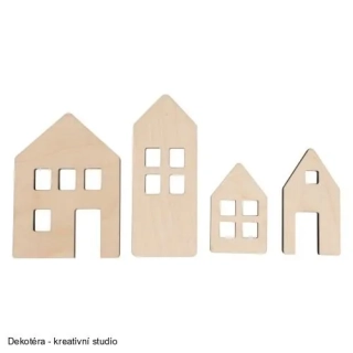 Dřevěné přízdoby - domečky velké 